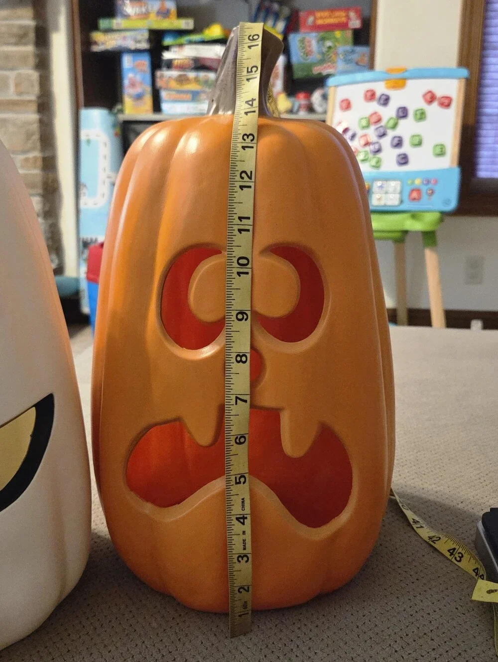 Orange Light up Pumpkin with Timer. Decorative Prop - Halloween Fall Decor.